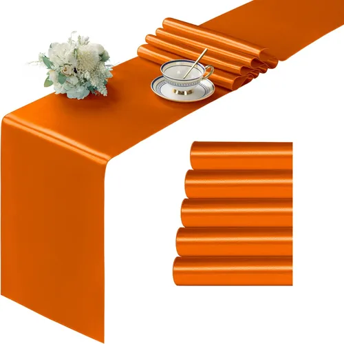 Miniatura 19 de Manyshofu 24 Piezas Caminos de Mesa de Satén Plateado – Tamaño Largo de 12 x 108 Pulgadas, Decoración de Camino de Mesa para Fiestas Brillante