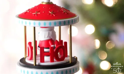Miniatura 7 de Hallmark Keepsake Adorno Navideño Colgante con Movimiento 2023, Santa-Go-Round, Carrusel Ho Ho Ho, Regalos para Coleccionistas de Santa
