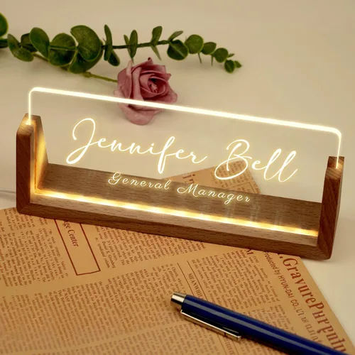 Miniatura 4 de Placa de nombre de escritorio personalizada, placa de identificación acrílica personalizada para escritorio, decoración de oficina para mujeres
