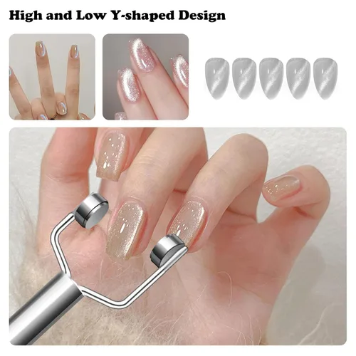 Miniatura 4 de Imán de uñas de ojo de gato 3 en 1 en forma de Y, doble cabeza, magnético, ojo de gato, esmalte de gel multifuncional, herramientas de diseño
