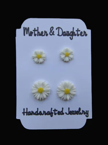 Miniatura 5 de Aretes de margaritas para mamá e hija, joyería de flores a juego para madre e hija