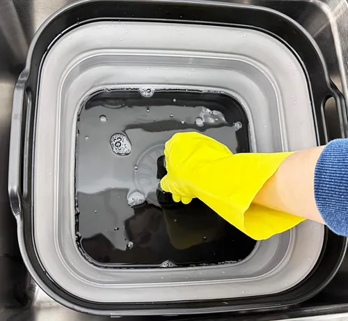 Miniatura 8 de SAMMART Sartén plegable de 10 L (2.64 galones) con tapón de drenaje, lavabo plegable, tina portátil para lavar platos, bandeja de almacenamiento