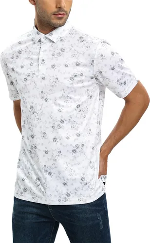Miniatura 2 de Camisas de golf para hombre - Polo de manga corta con estampado de rendimiento que absorbe la humedad