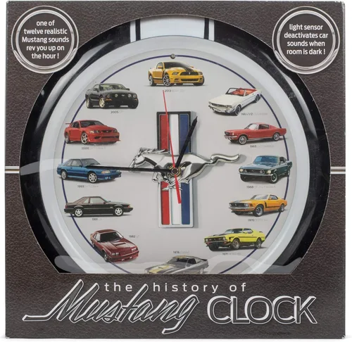 Miniatura 6 de Mark Feldstein & Associates History of Mustang Sound - Reloj de pared, 13 pulgadas, color negro