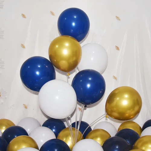 Miniatura 20 de 200 globos negros y dorados de 5 pulgadas, cromados, metálicos, dorados, negros, de látex, gruesos, pequeños para bodas, cumpleaños, graduaciones