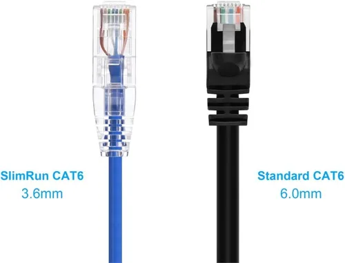 Miniatura 2 de Monoprice Cable de conexión de nivel de componente azul Cat6 de 14 pies UTP 28AWG 550MHz de cobre puro sin enganches, RJ45 SlimRun Series Cable