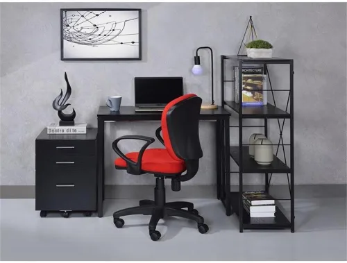Miniatura 2 de Acme Zaidin - Escritorio rectangular de madera con base de trineo de metal, color negro