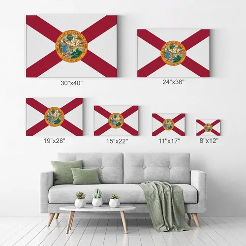 Miniatura 7 de Smile Art Design Lienzo impreso con la bandera del estado de Florida, capital del estado de los Estados Unidos, arte de pared con bandera del estado