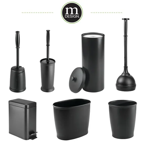 Miniatura 8 de mDesign - Cubo de basura de 1,3 galones de perfil delgado con escalón de metal, papelera, contenedor de basura, baño, tocador, dormitorio, cocina