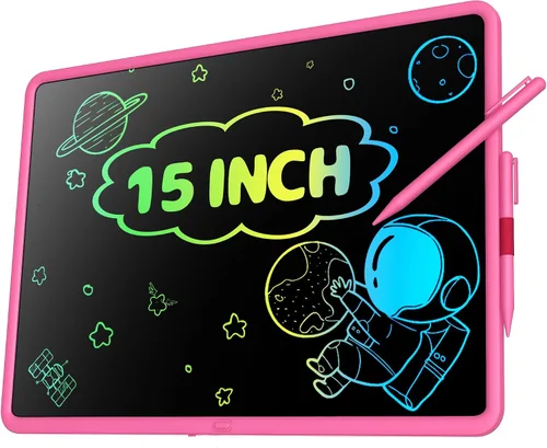 Miniatura 10 de Tableta de escritura LCD de 15 pulgadas para niños, tablero de dibujo colorido y juguetes educativos, regalos para niñas de 3 a 8 años, tablero