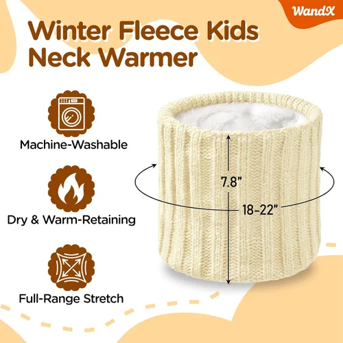 Miniatura 2 de Wandx Polaina de forro polar para niños y niñas, para invierno, para clima frío, cubierta facial de punto de rayas anchas para niños y niñas
