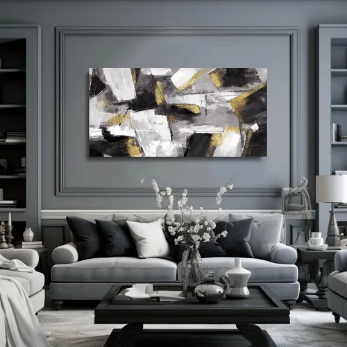 Miniatura 2 de SOUGUAN Cuadros de Arte en Blanco y Negro Abstractos Colgantes de Pared Decoración Obra de Arte Moderna 20"X40" Decoraciones de Pared