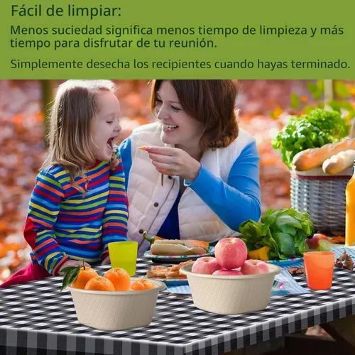 Miniatura 5 de Homestockplus Cuencos desechables de 48 onzas, cuenco resistente y compostable, hechos de caña de azúcar y fibras de bambú, aptos para microondas