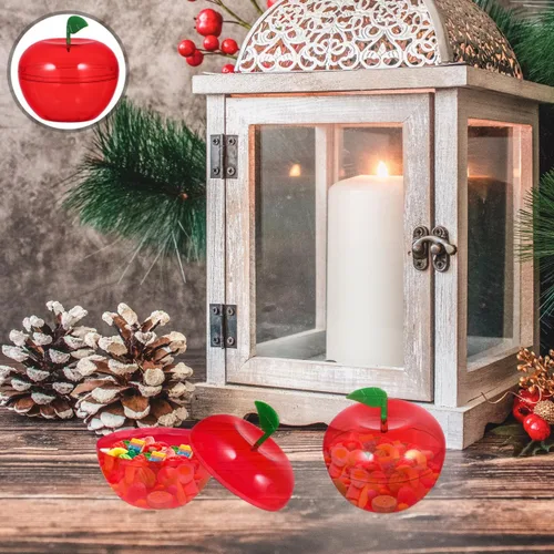 Miniatura 9 de ARTIBETTER Recipiente de regalo rojo, 8 unidades de manzanas de plástico, cajas de dulces, cajas de regalo, adornos decorativos rellenables