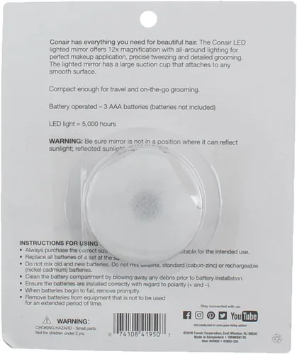 Miniatura 2 de Conair Espejo iluminado con cúpula, aumento de 12x