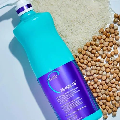 Miniatura 2 de Malibu C REHABILIT8 - Acondicionador de proteínas suavizantes (1 paquete) – Repone la proteína capilar y los aminoácidos para evitar la rotura