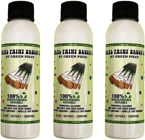 Green Piece® Limpiador de pinceles (paquete de 3 – 4 onzas cada uno, tamaño de viaje) fabricado en Estados Unidos