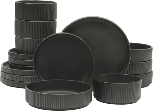 Miniatura 31 de Gibson Elite Peach Orchard 12-Piece New Bone China Dinnerware Set Service for 4, Embossed Fluted Plates and Bowls, Dishwasher and Microwave Safe