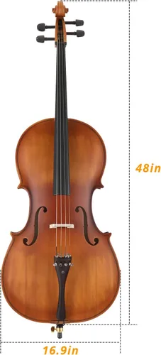 Miniatura 2 de Vasitelan Violonchelo acústico 4/4, violonchelo acústico de tamaño completo con funda acolchada, cuerda extra, puente, arco y colofonia para adultos