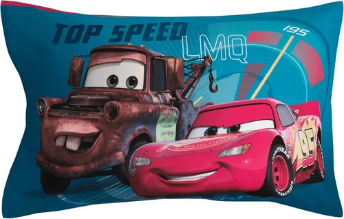 Miniatura 6 de Disney Cars Piston Cup Circuit - Juego de cama infantil de 4 piezas color azul, rojo y amarillo, Lightning McQueen y Mater, edredón, sábana bajera