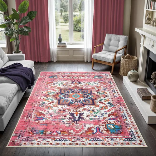 Miniatura 91 de GLN Rugs Bohemian Collection - Alfombra de felpilla lavable a máquina, bohemio vintage, antideslizante, alfombra de felpilla de pelo bajo, alfombra