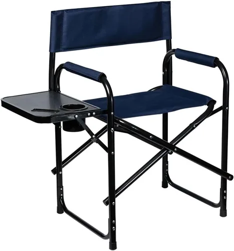 Miniatura 5 de Dura-Tech Silla plegable de directores con mesa, color azul marino, cómoda y duradera, capacidad de peso de 250 libras, mesa auxiliar plegable