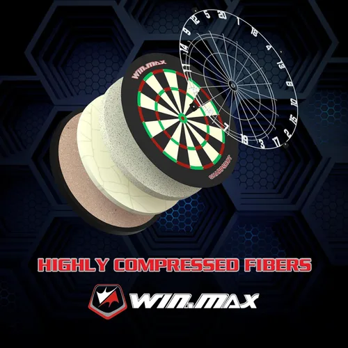 Miniatura 6 de WIN.MAX Tablero de dardos con punta de acero para adultos, juego de dardos con punta de acero con 12 dardos de metal