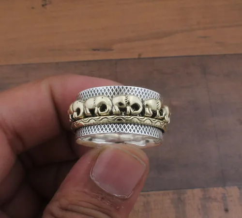 Miniatura 3 de Elephant Spinner Ring, 925 Silver Spinner Ring, Elephant Wide Ring, Handmade Ring Women, Elephant Fidget Spinner, Elephant Meditation, Thumb Spinner