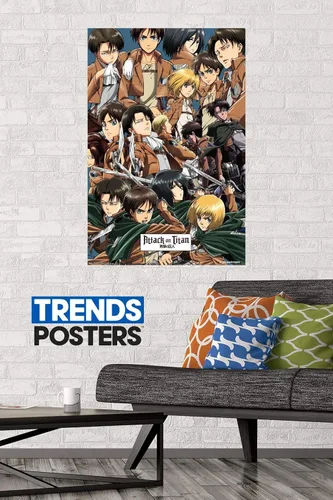 Miniatura 4 de Trends International Attack on Titan - Póster de pared, 22.375 x 34 pulgadas, póster y paquete de montaje Paquete de póster y montaje