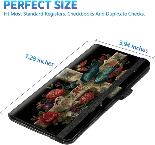 Miniatura 25 de Funda para chequera para hombres y mujeres, cartera de cuero RFID con ranuras para tarjetas de crédito, soporte de cheques duplicados personales