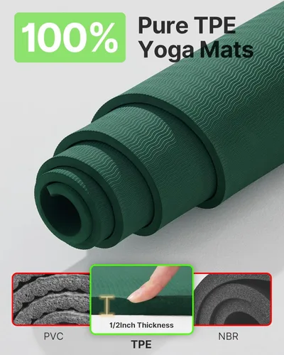 Miniatura 2 de YOTTOY Tapete de yoga grande (75 x 52 x 1/2 pulgadas), tapete de ejercicio TPE extra ancho, tapete de entrenamiento antideslizante para pilates