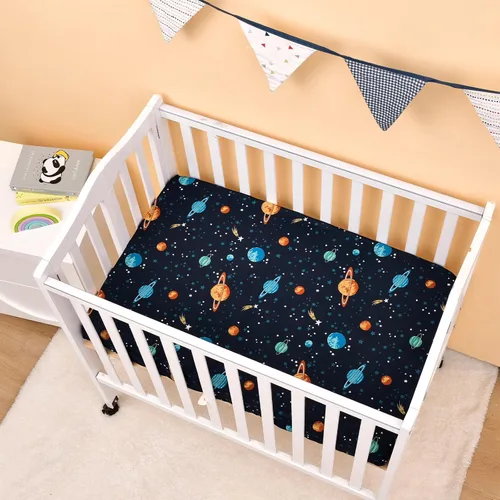 Miniatura 7 de PHF Paquete de 3 sábanas suaves para minicuna, sábanas sedosas espaciales Pack N Play para bebés, niños y niñas neutrales, ajuste universal