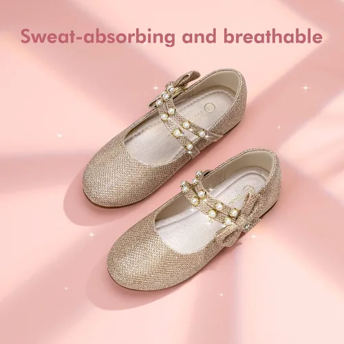 Miniatura 4 de PANDANINJIA Jessica Pearl Bow Ballet Flats Zapatos Doble Tobillo Correa Vestido Bailarina Plana Mary Jane