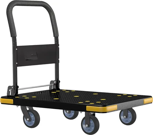 Miniatura 10 de Carro de plataforma para camión, carrito plegable de plataforma grande con alfombrilla de goma y ruedas de 6 pulgadas, capacidad de 2200 libras