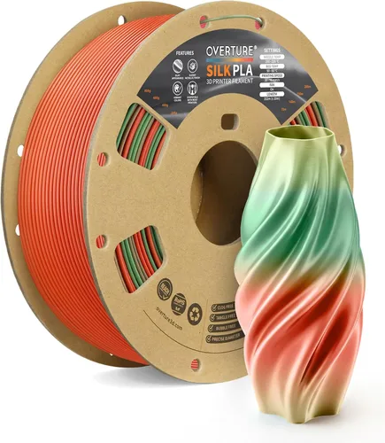 Miniatura 14 de OVERTURE - Paquete de filamento de seda PLA, sin obstrucciones, brillante, filamento metálico brillante para impresora 3D, carrete de 1 kg * 4