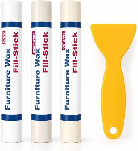 Kenbry Barras de Relleno de Madera 3 Colores Barra de Relleno de Cera Blanca, Kit de Reparación de Madera para Arañazos, Grietas, Rasguños,