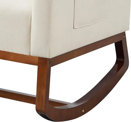 Miniatura 8 de Topeakmart Mecedora tapizada para cuarto de bebé, moderna silla de acento con patas de madera, bolsillo lateral, sillón mecedor para guardería, sala
