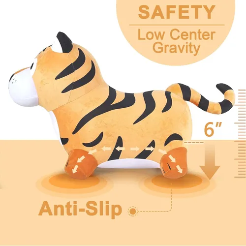 Miniatura 5 de iPlay, iLearn Saltarin Amigos Tigre, Caballo Saltarín para Niños Pequeños, Juguetes de Felpa para Montar y Saltar con Bomba, Jinete Inflable