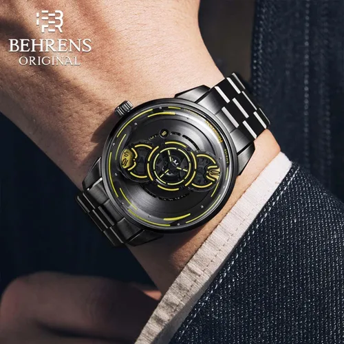 Miniatura 2 de BR BEHRENS ORIGINAL Reloj automático para hombre, colección Space Traveler de acero inoxidable, cristal de zafiro BHR012