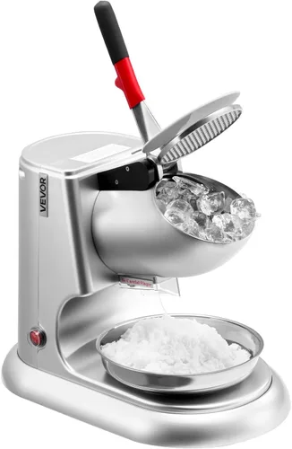 Miniatura 9 de VEVOR Máquina trituradora de hielo, 220 libras por hora, máquina eléctrica de cono de nieve de 4 cuchillas, máquina de hielo afeitado de acero