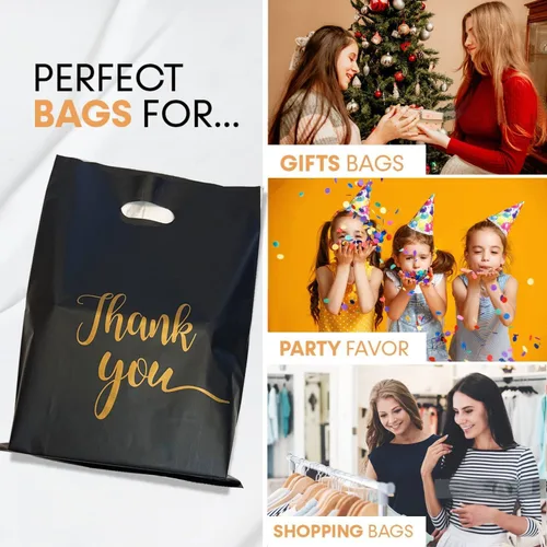 Miniatura 5 de Bolsas de agradecimiento para mercancía 30 unidades, grandes 12 x 15 pulgadas, bolsas de compras de plástico para venta al por menor, resistentes al