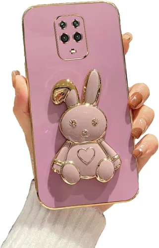 Miniatura 43 de Estuche con soporte de conejo de corazón para Xiaomi Redmi Note 10S, galvanizado suave TPU protector delgado a prueba de golpes con lindo conejito