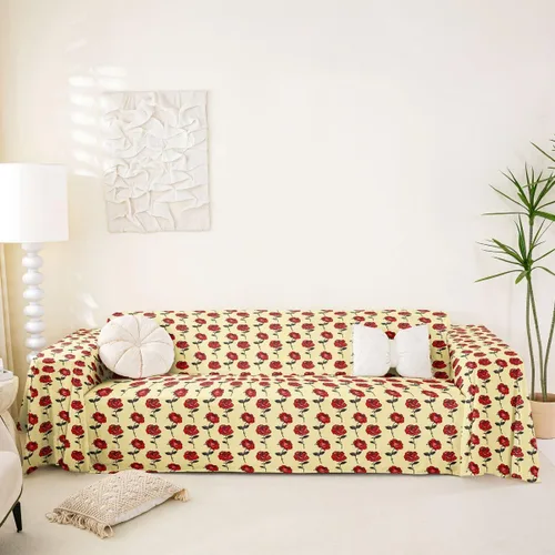 Miniatura 12 de Erosebridal Funda de sofá floral de 71 x 91 pulgadas, diseño de loto, antideslizante, acuarelas, diseño de hojas de flores azules, con pintura
