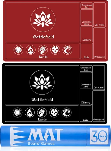 Miniatura 9 de Biouai MTG Alfombrilla de Juego para Juego de Cartas TCG - 2 Piezas Alfombrilla de Juego Negra con Costura con Tubo para Juego de Cartas, MTG
