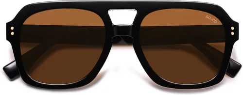 SOJOS Lentes de sol polarizados retro gruesos estilo aviador para mujeres y hombres, gafas cuadradas de piloto grandes, modernas y audaces SJ2385