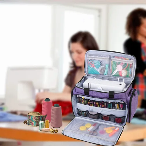 Miniatura 8 de LUXJA Estuche para máquina de coser con almohadilla extraíble, funda de viaje para máquina de coser y accesorios