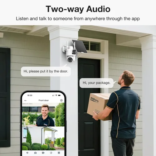 Miniatura 8 de TKENPRO Paquete de 2 cámaras de seguridad solares de doble lente inalámbricas para exteriores, video Full HD 2K, visión de 360° Pan/Tilt Cámara