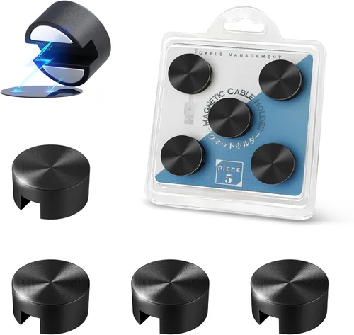 Miniatura 12 de Maveek Soporte magnético para cables, 5 unidades, clips de cable fuertes, placa de metal, organizadores de alambre adhesivo para mesita de noche