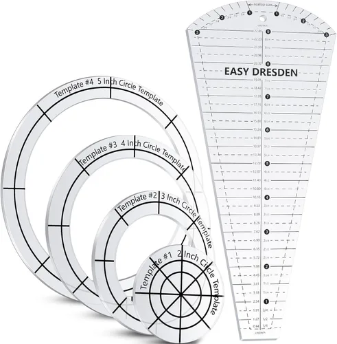 Miniatura 7 de 5 Piezas Reglas de Plantilla Acrílica para Acolchar de 10 Pulgadas Plantilla de Placa Dresden para Acolchar Mantas Hacer Ropa Manualidades DIY