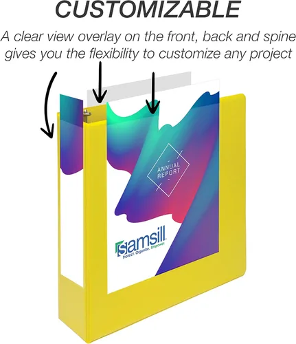 Miniatura 120 de Samsill - Carpeta duradera de 5 pulgadas, fabricada en los Estados Unidos, con anillos en D, transparente y personalizable, color blanco